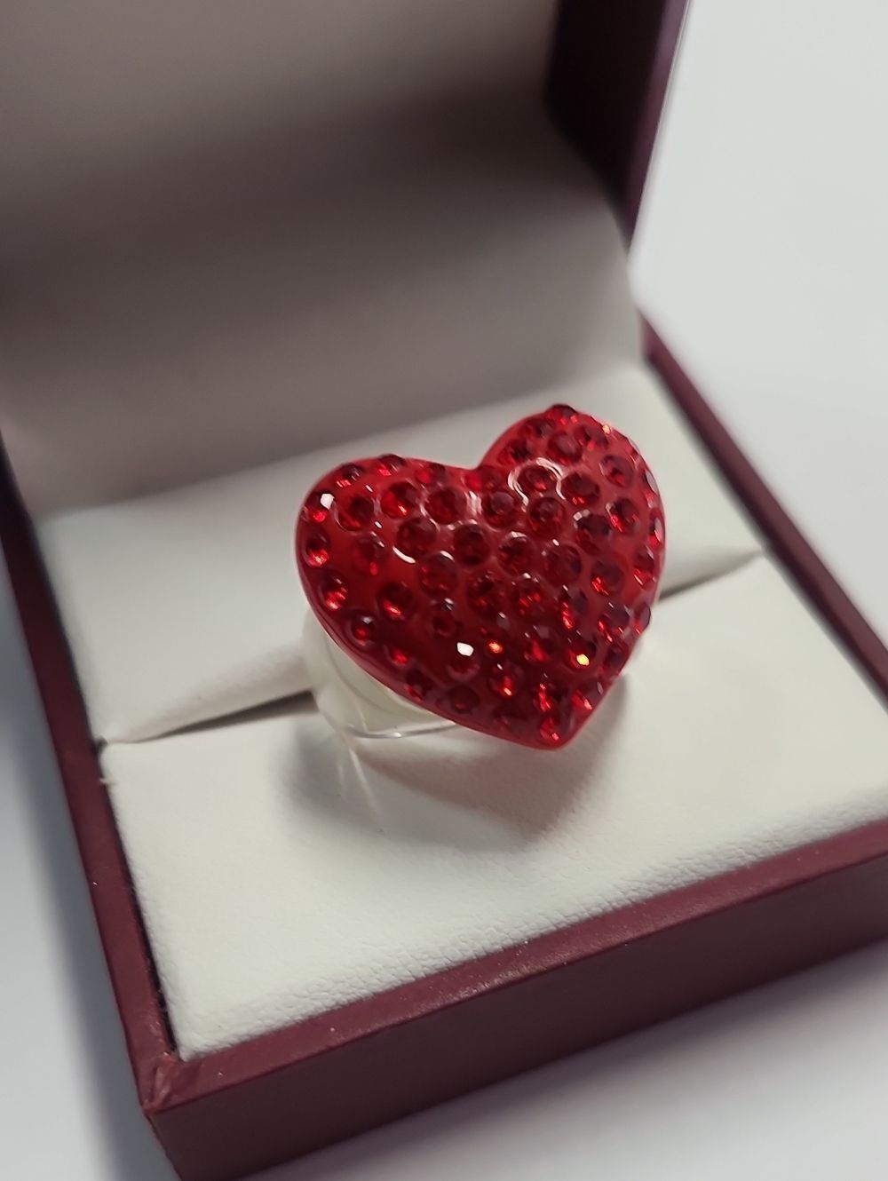 Sparklemuse Red Crystal Heart Ring Size 8